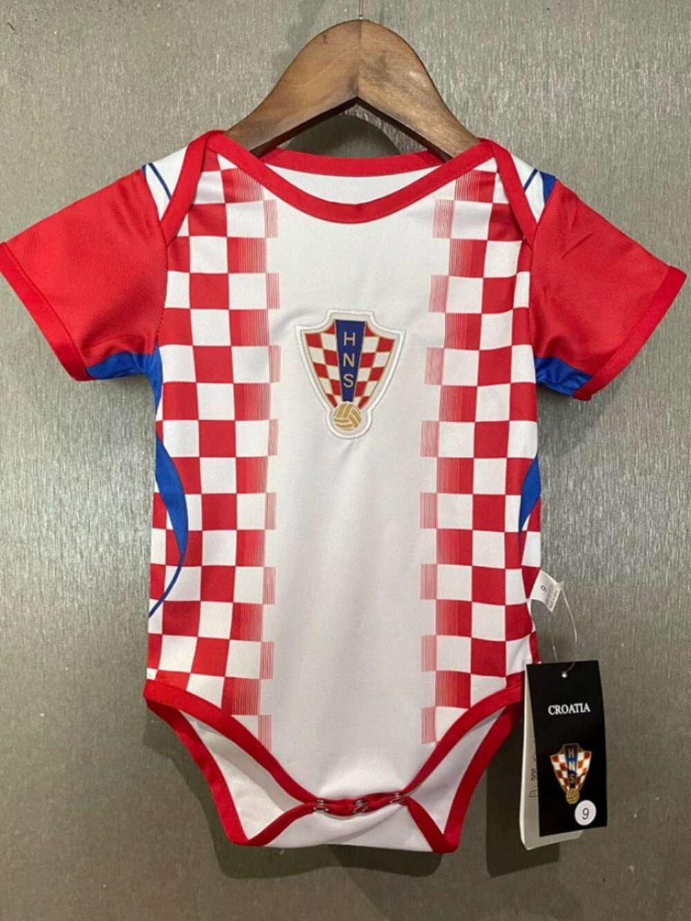 Croatia National Soccer Team Baby Bodysuit - Red & White Checkered